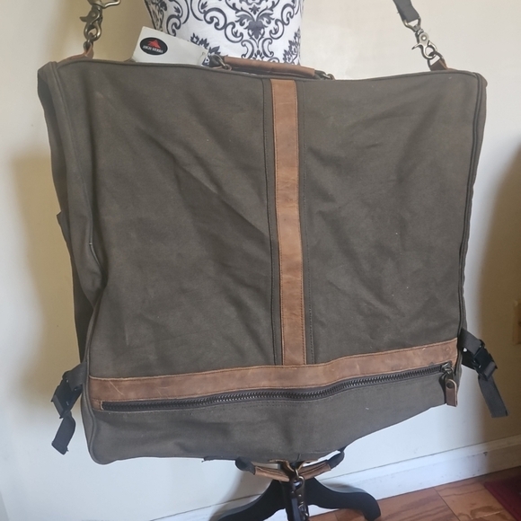 Vintage High Sierra Leather & Canvas Garment Weekender Bag – Carry-On Nwt - Picture 3 of 13